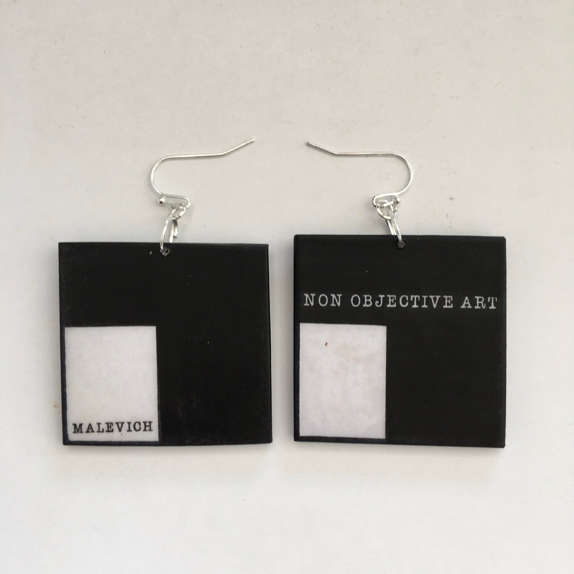 Museum-Inspired Sustainable Earrings Non Objective Art, Kazimir Malevich art earrings Obljewellery