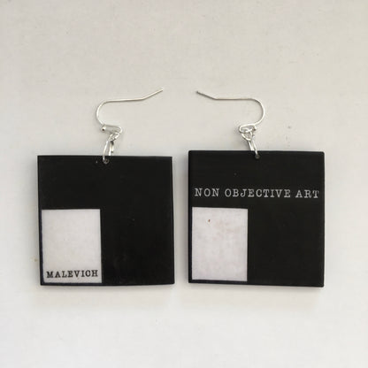 Museum-Inspired Sustainable Earrings Non Objective Art, Kazimir Malevich art earrings Obljewellery