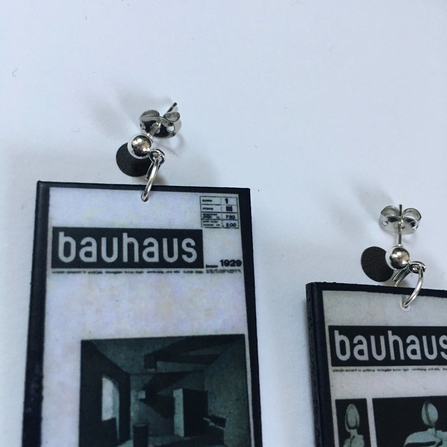 Museum-Inspired Sustainable Earrings Bauhaus Journal by Joost Schmidt earrings Obljewellery