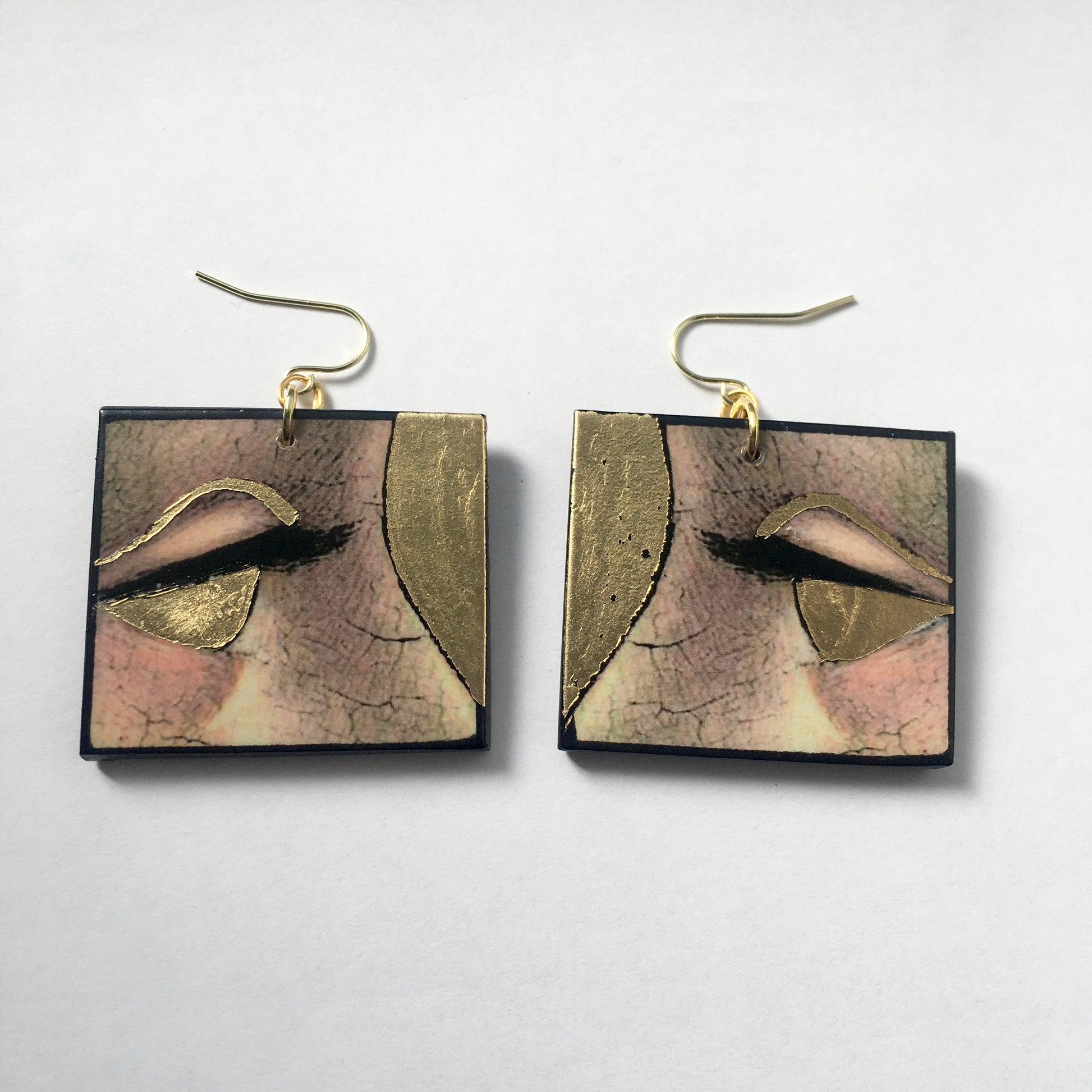 Museum-Inspired Sustainable Earrings Christmas gold leaf earrings Obljewellery