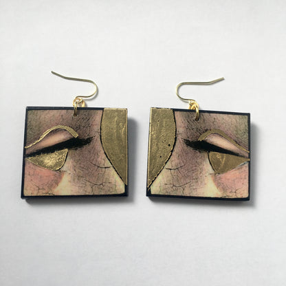 Museum-Inspired Sustainable Earrings Christmas gold leaf earrings Obljewellery