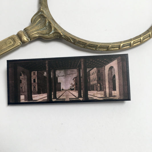 Museum-Inspired Sustainable Brooches The Ideal City, Berlin Renaissance art brooch. Obljewellery