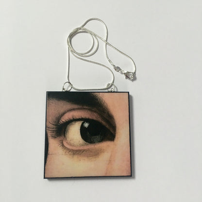 Museum-Inspired Sustainable Necklace Renaissance eye art detail necklace Obljewellery