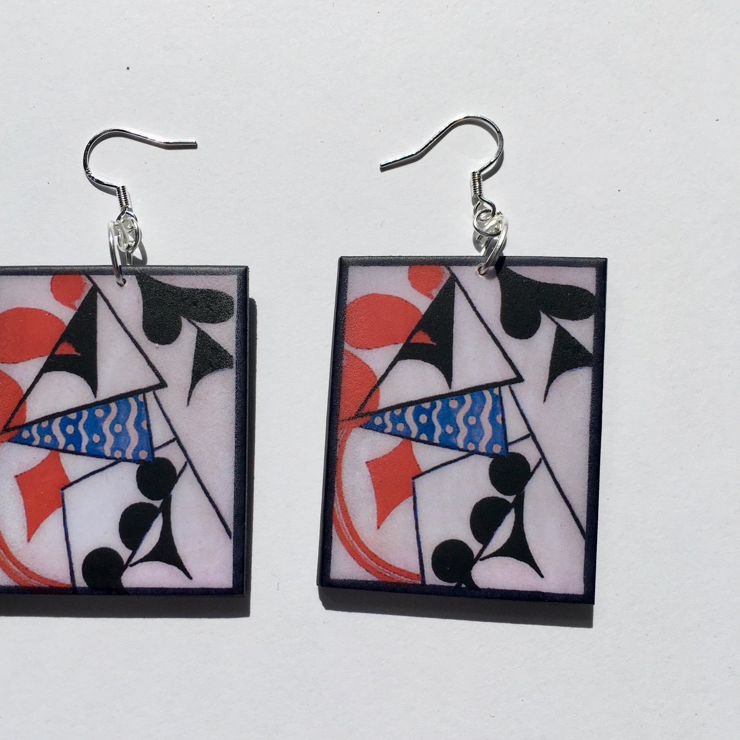 Museum-Inspired Sustainable Earrings Cubism style, playing cards earrings. Obljewellery