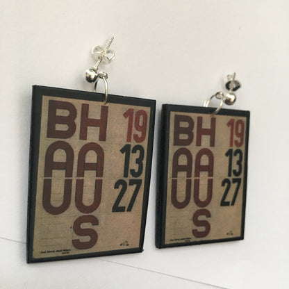 Museum-Inspired Sustainable Earrings Bauhaus typography art earrings Obljewellery