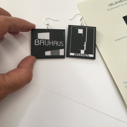 Museum-Inspired Sustainable Earrings Bauhaus art jewellery. Asymmetrical earrings. Obljewellery