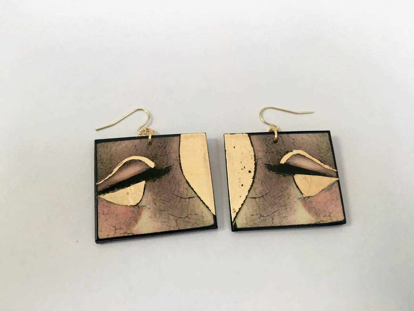 Christmas gold leaf earrings