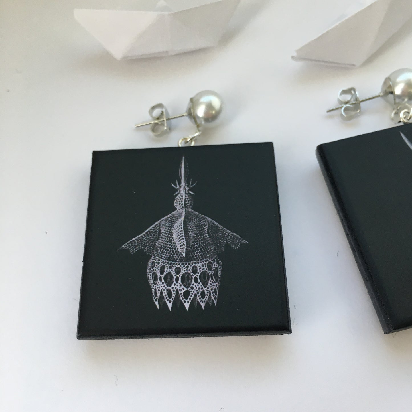 Museum-Inspired Sustainable Earrings Ernst Haeckel art earrings Obljewellery