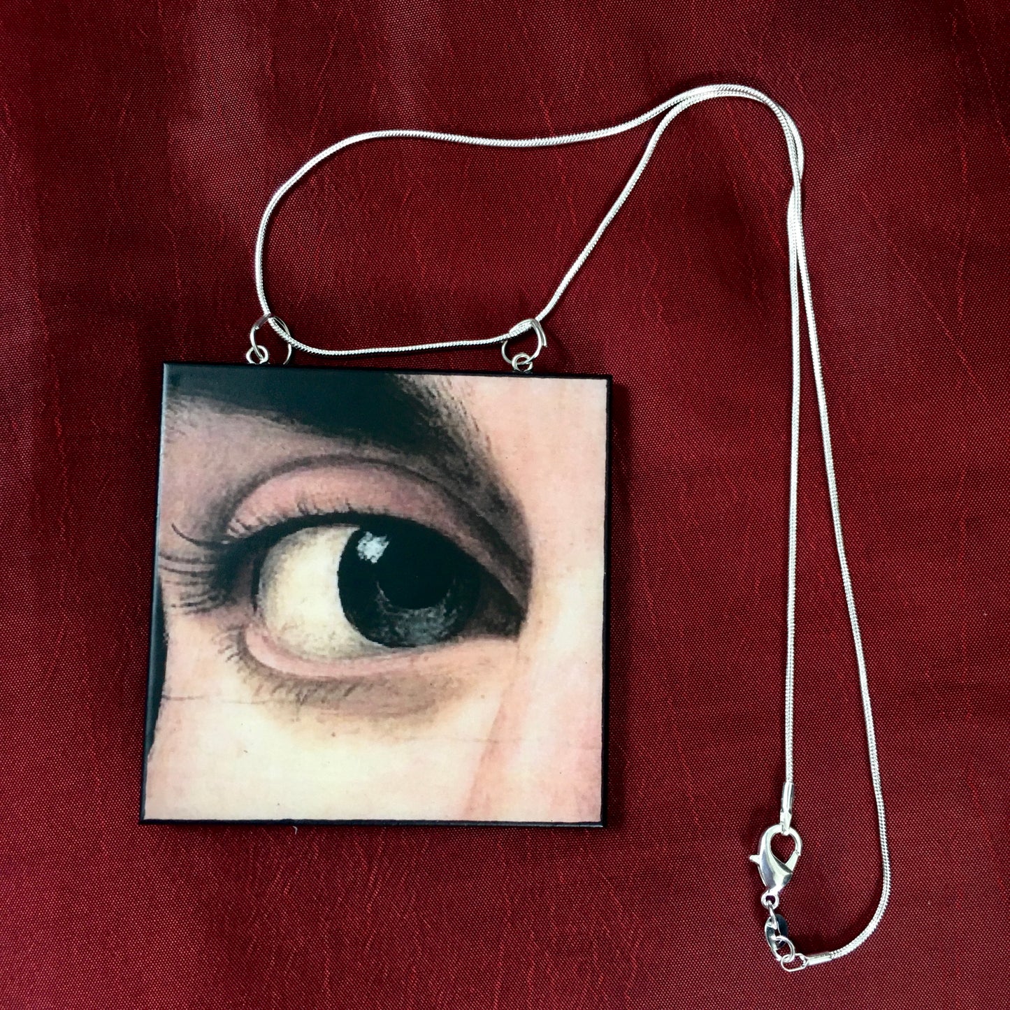 Museum-Inspired Sustainable Necklace Renaissance eye art detail necklace Obljewellery
