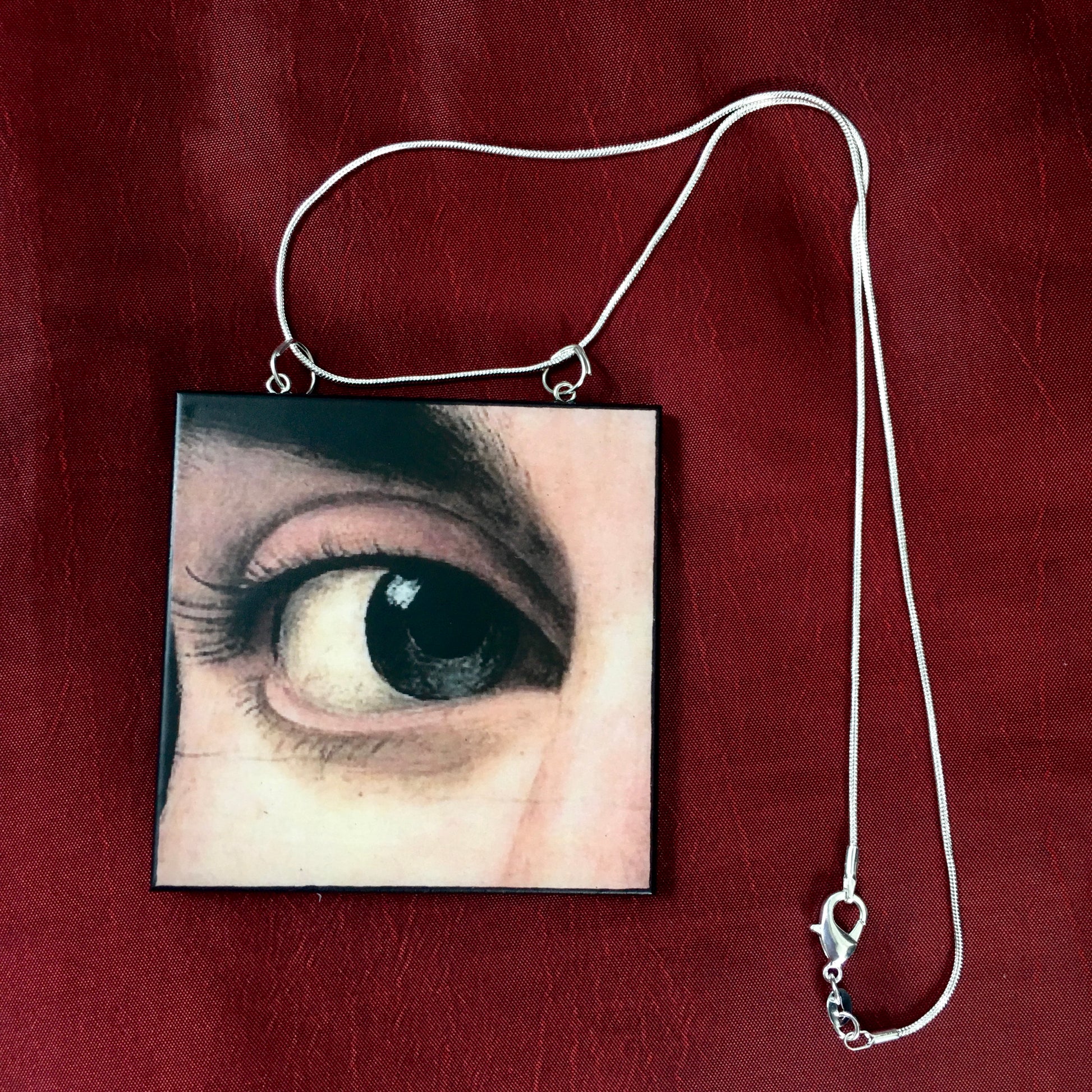 Museum-Inspired Sustainable Necklace Renaissance eye art detail necklace Obljewellery