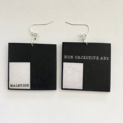 Museum-Inspired Sustainable Earrings Non Objective Art, Kazimir Malevich art earrings Obljewellery