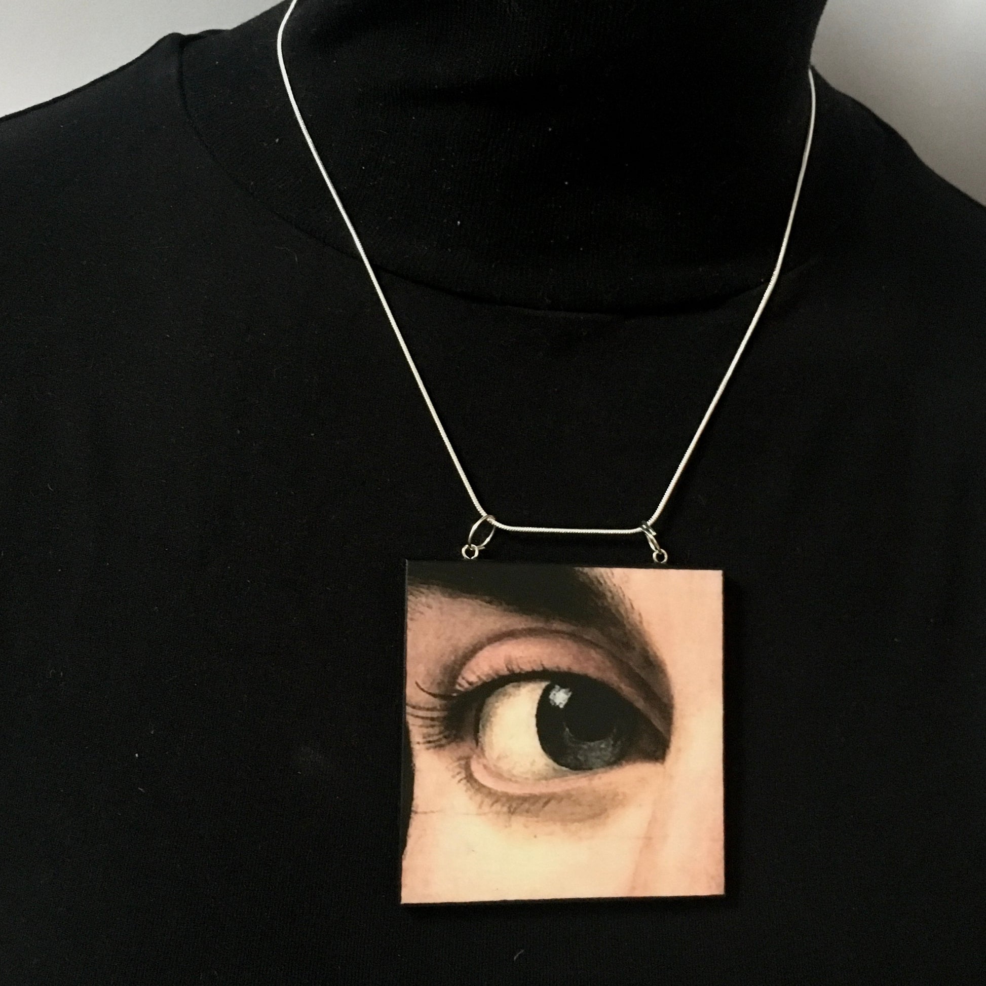 Museum-Inspired Sustainable Necklace Renaissance eye art detail necklace Obljewellery