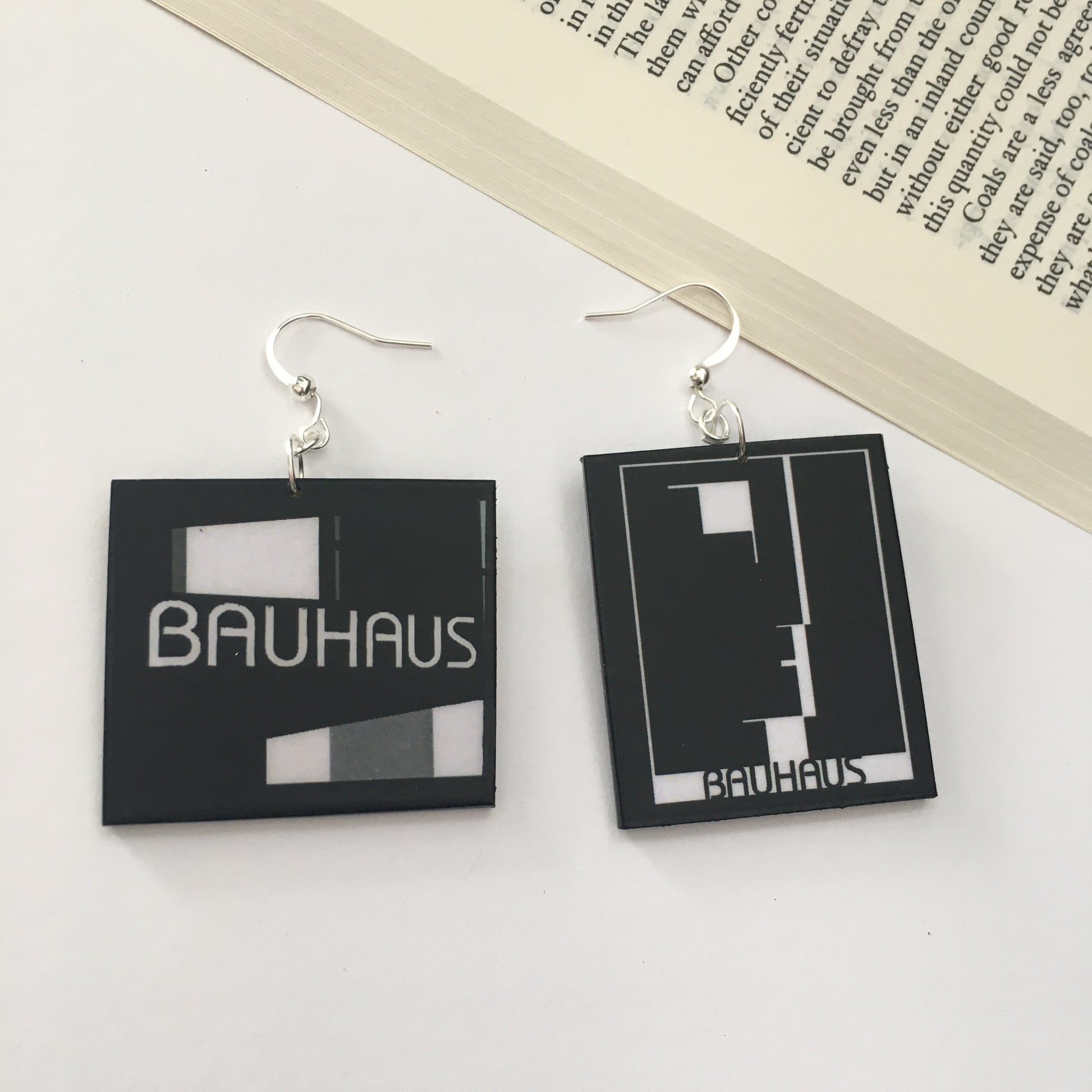 Museum-Inspired Sustainable Earrings Bauhaus art jewellery. Asymmetrical earrings. Obljewellery