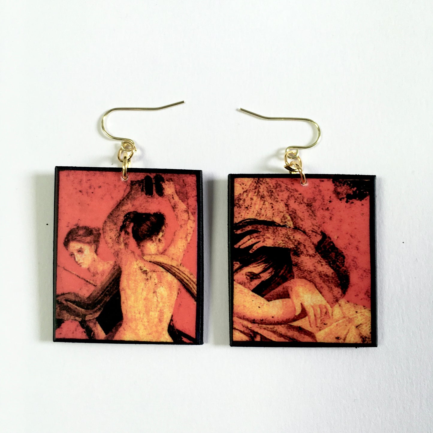 Museum-Inspired Sustainable Earrings Pompeii red fresco earrings Obljewellery