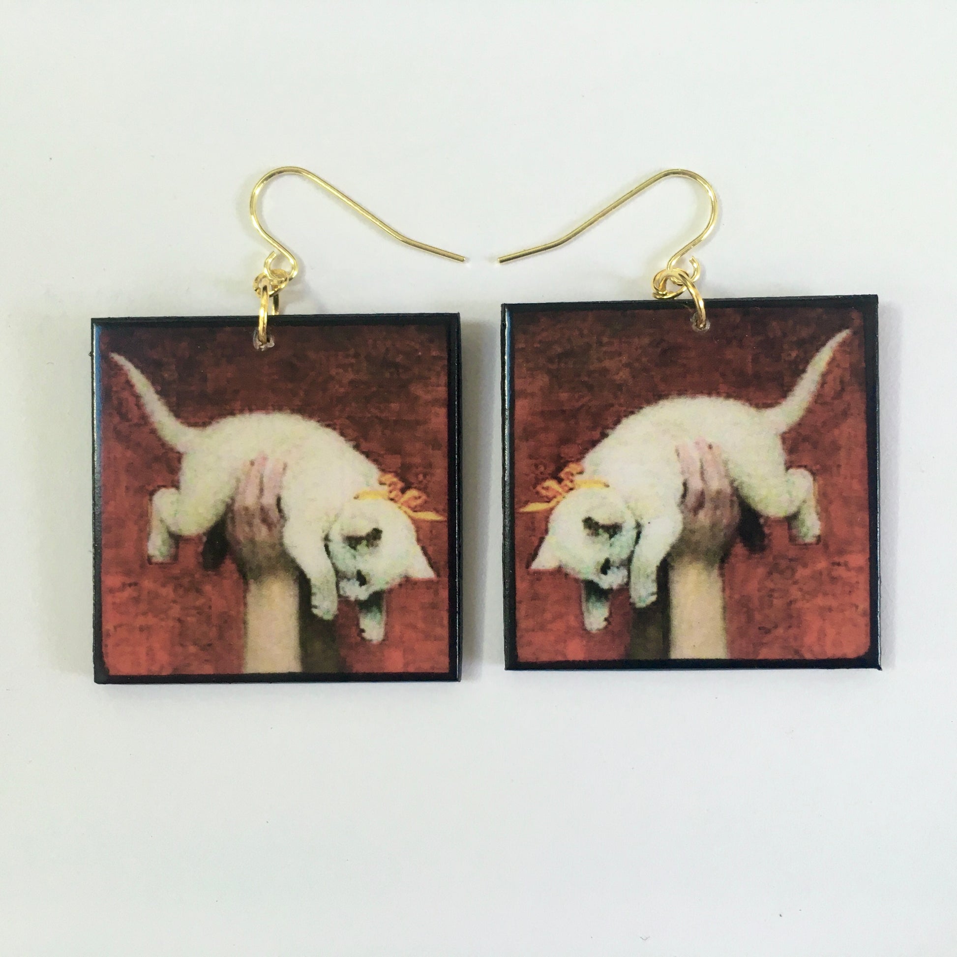 Museum-Inspired Sustainable Earrings Romantic art detail earrings. Cat earrings Obljewellery