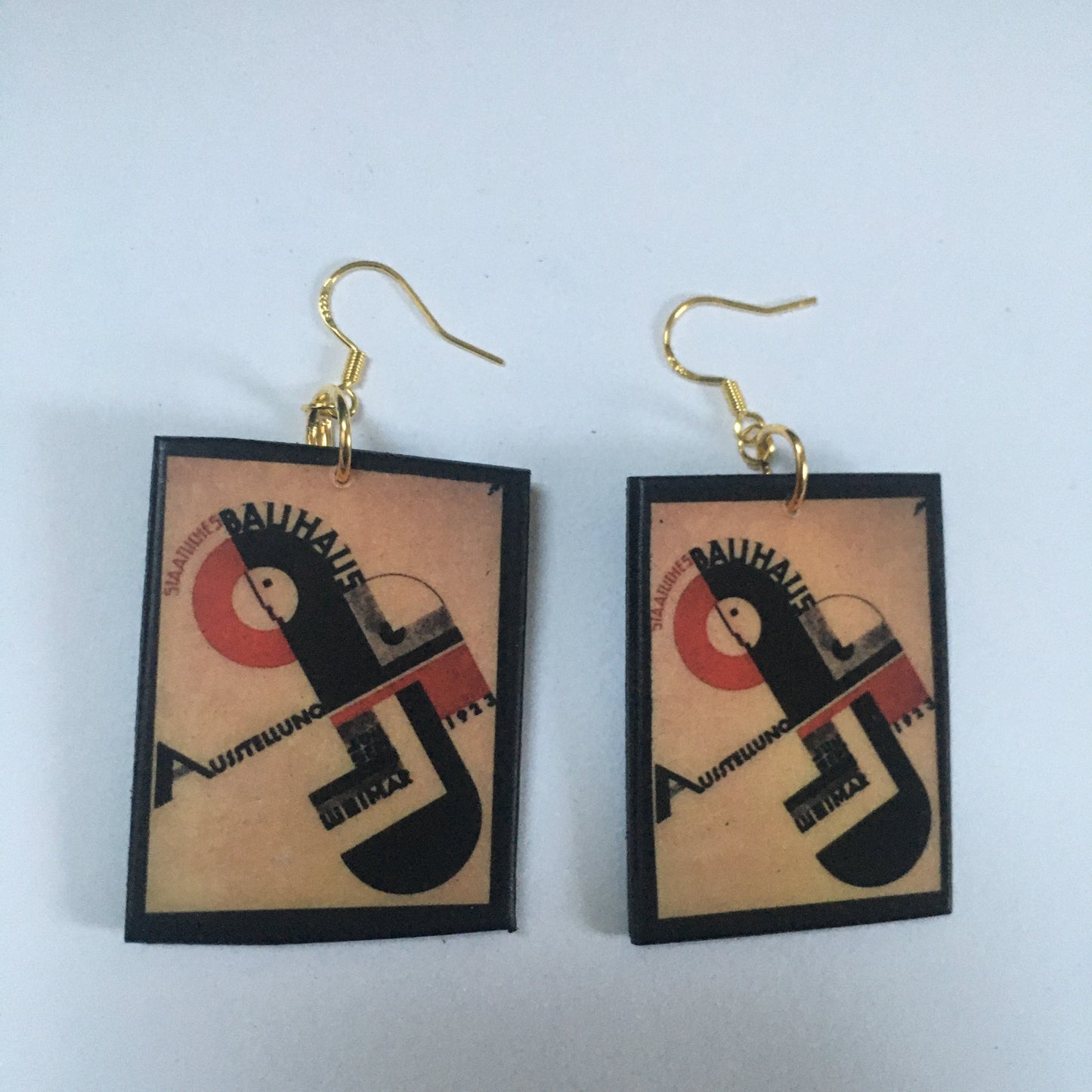 Museum-Inspired Sustainable Earrings Bauhaus poster exhibition earrings Obljewellery