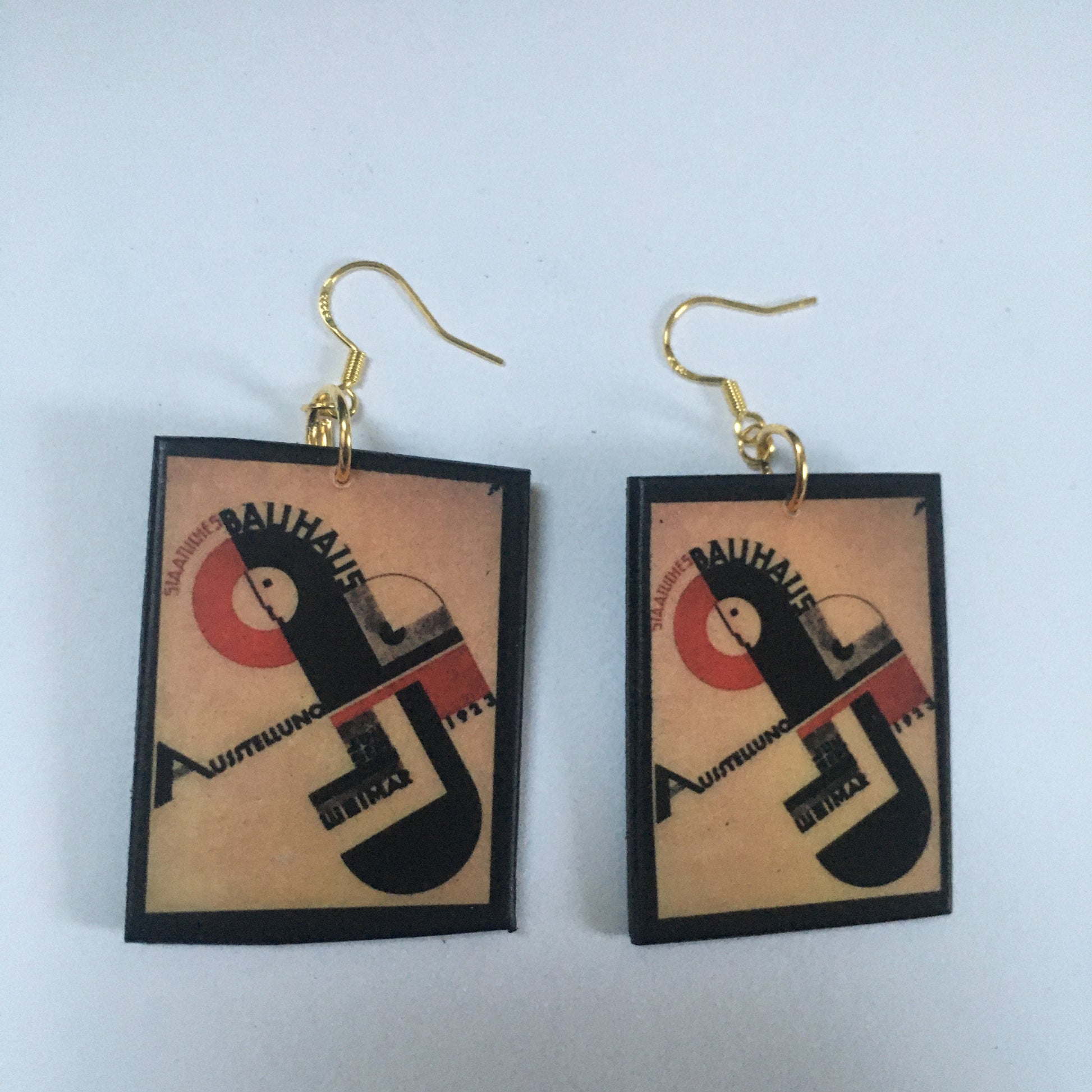 Museum-Inspired Sustainable Earrings Bauhaus poster exhibition earrings Obljewellery