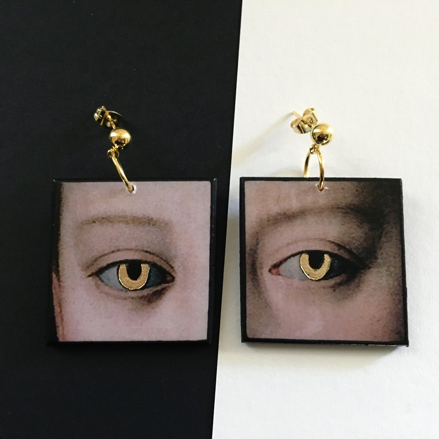 Museum-Inspired Sustainable Earrings Gold eyes earrings Obljewellery