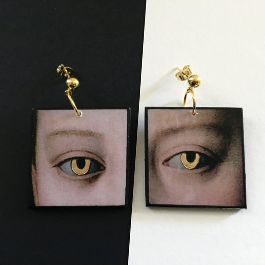 Museum-Inspired Sustainable Earrings Gold eyes earrings Obljewellery