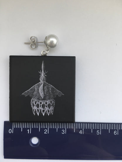 Museum-Inspired Sustainable Earrings Ernst Haeckel art earrings Obljewellery