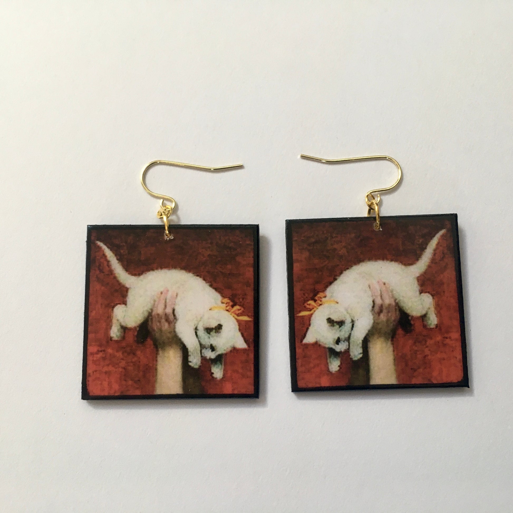 Museum-Inspired Sustainable Earrings Romantic art detail earrings. Cat earrings Obljewellery