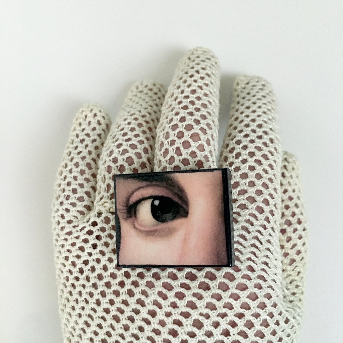 Eye art ring handmade from sustainable wood