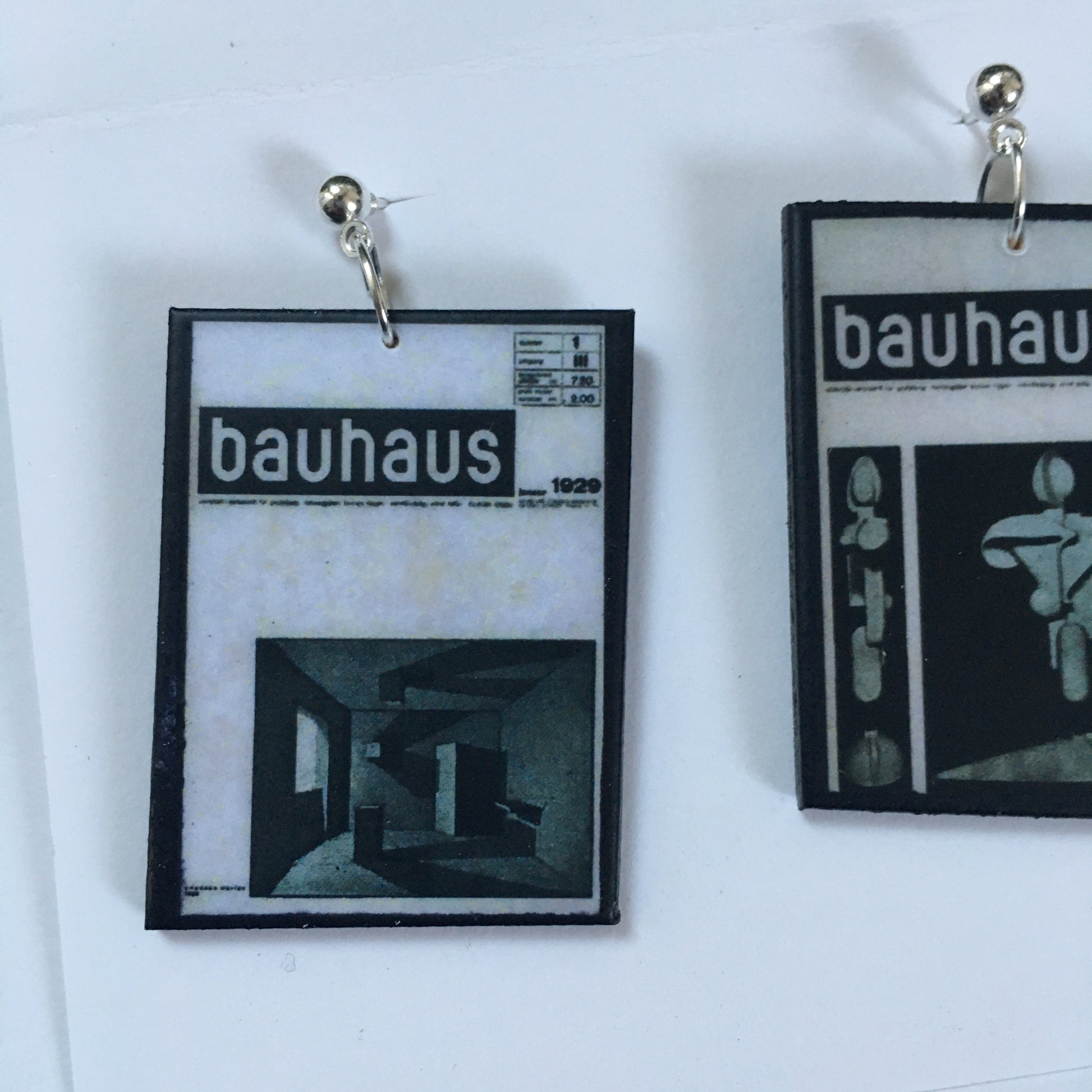 Museum-Inspired Sustainable Earrings Bauhaus Journal by Joost Schmidt earrings Obljewellery