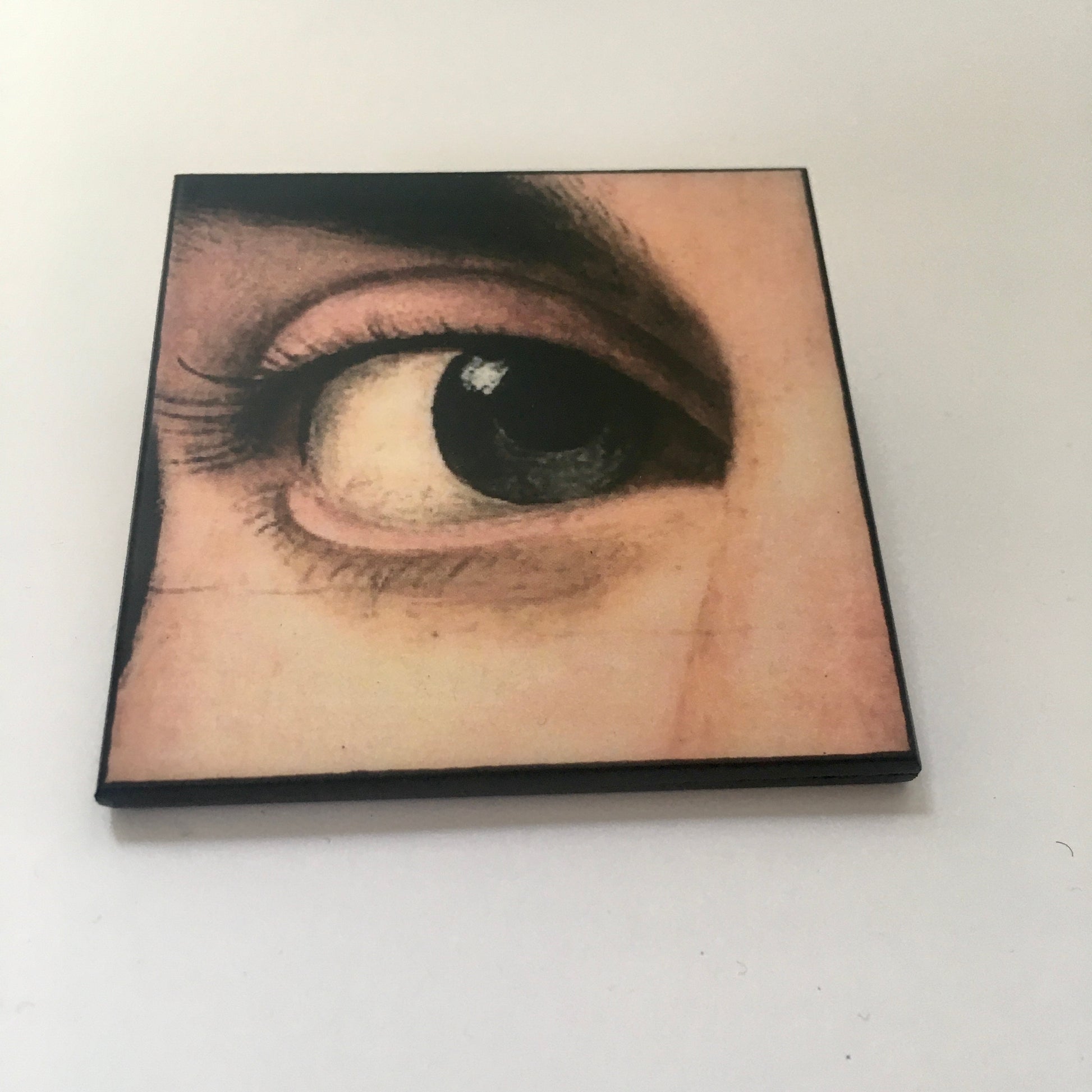 Museum-Inspired Sustainable Brooches Renaissance eye detail, large wood brooch Obljewellery