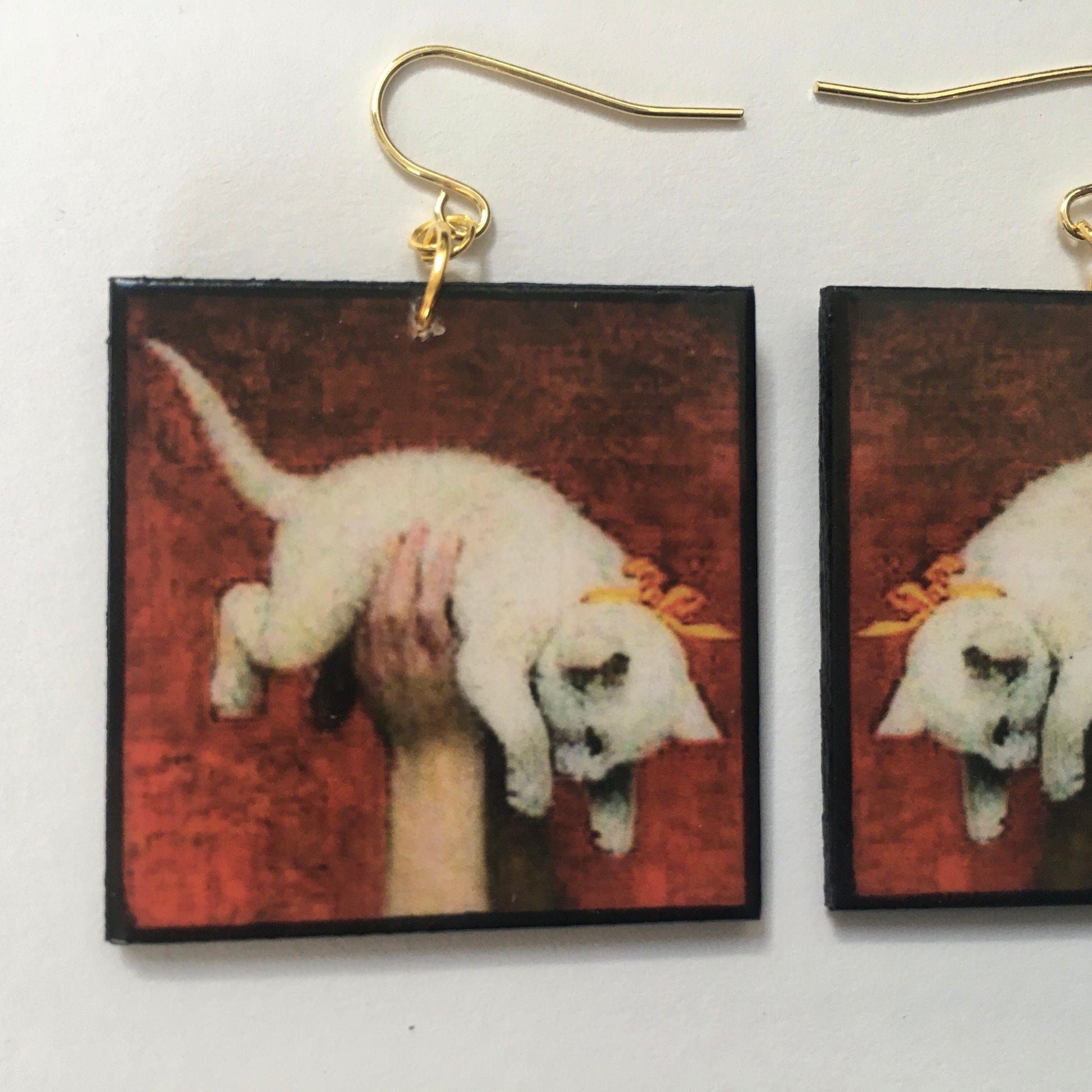 Museum-Inspired Sustainable Earrings Romantic art detail earrings. Cat earrings Obljewellery