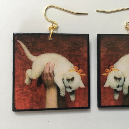 Museum-Inspired Sustainable Earrings Romantic art detail earrings. Cat earrings Obljewellery