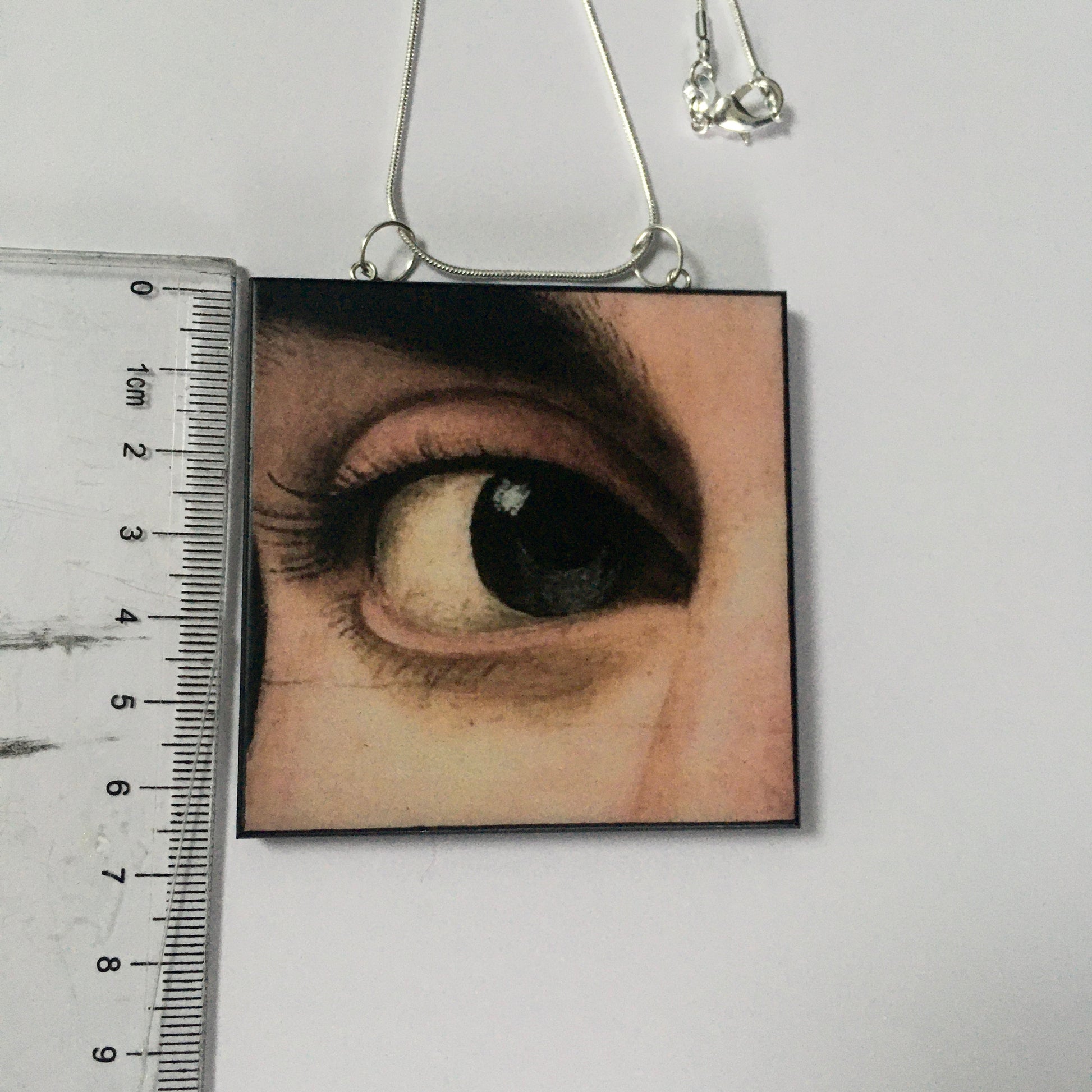 Museum-Inspired Sustainable Necklace Renaissance eye art detail necklace Obljewellery