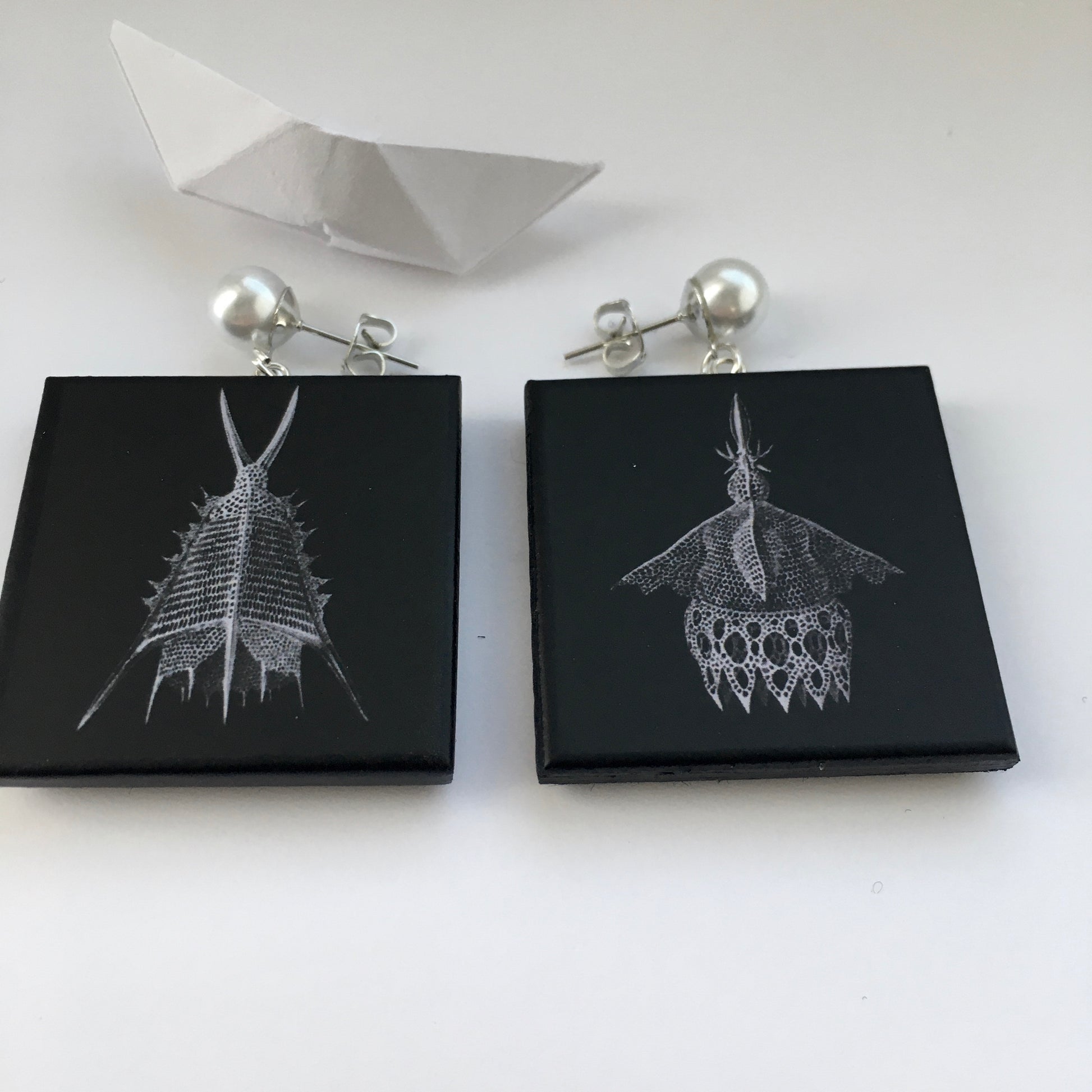 Museum-Inspired Sustainable Earrings Ernst Haeckel art earrings Obljewellery
