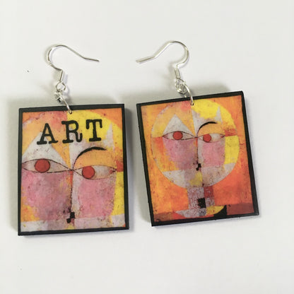 Museum-Inspired Sustainable Earrings Paul Klee art earrings Obljewellery