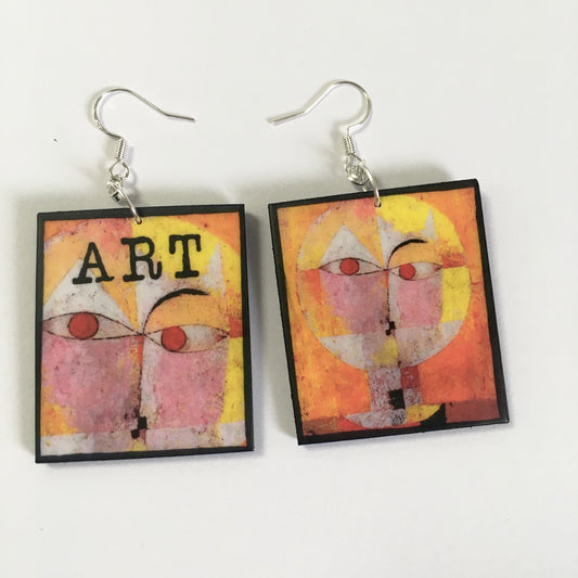 Museum-Inspired Sustainable Earrings Paul Klee art earrings Obljewellery