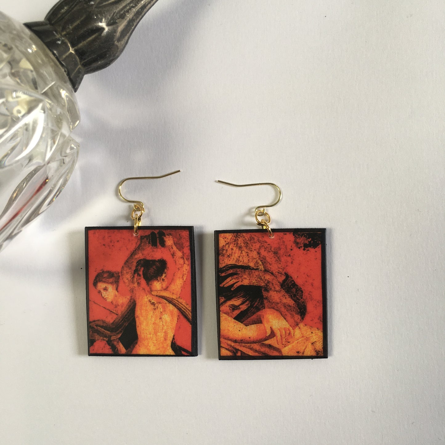 Museum-Inspired Sustainable Earrings Pompeii red fresco earrings Obljewellery