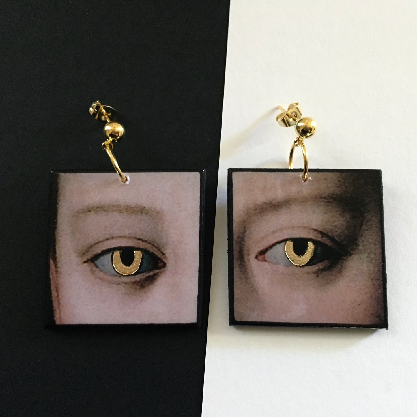 Museum-Inspired Sustainable Earrings Gold eyes earrings Obljewellery