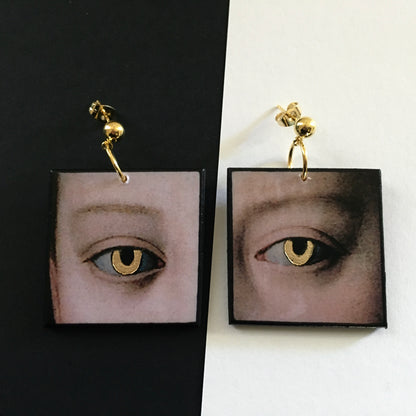 Museum-Inspired Sustainable Earrings Gold eyes earrings Obljewellery