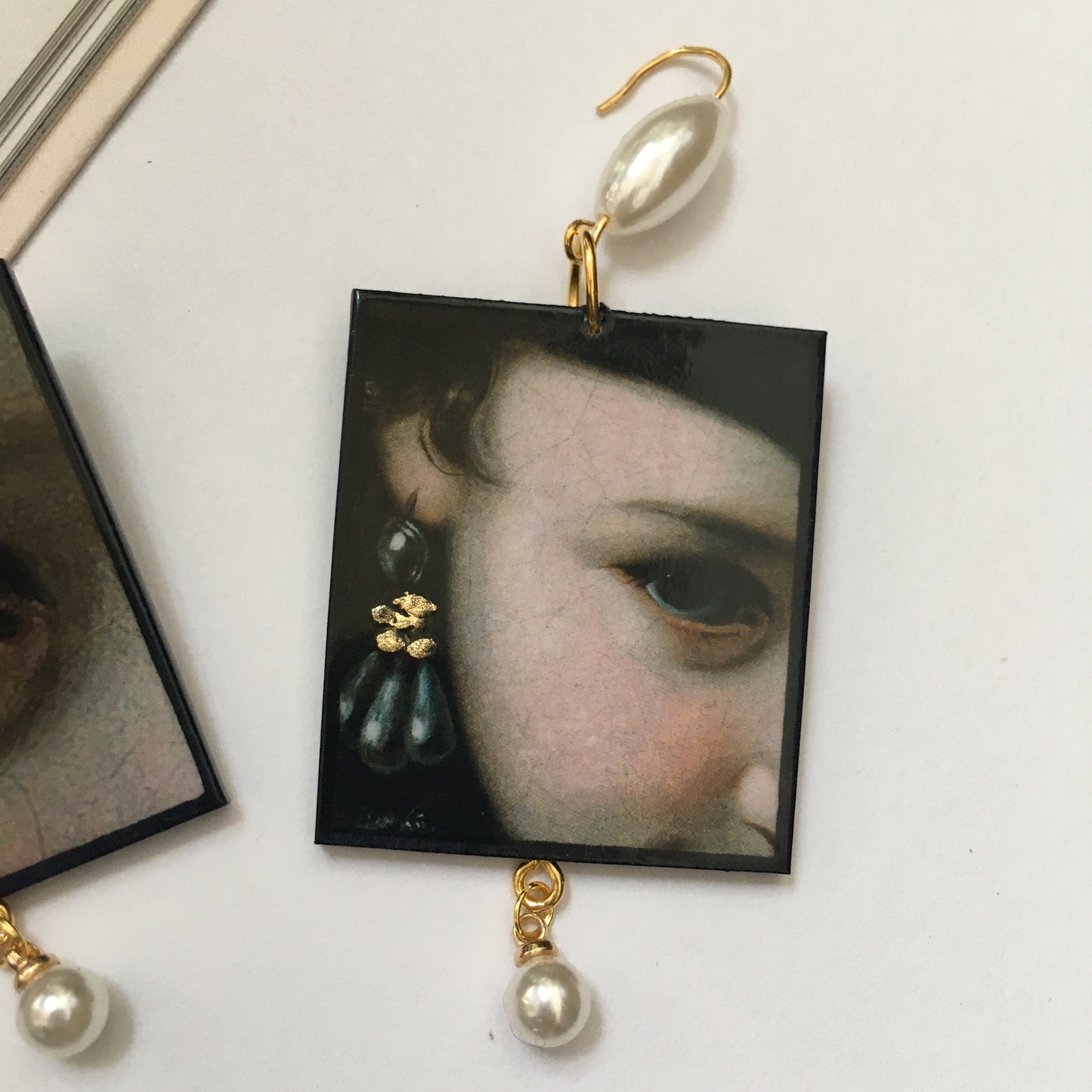 Museum-Inspired Sustainable Earrings Baroque art details earrings with pearls Obljewellery
