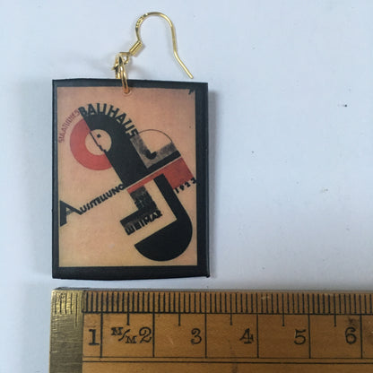 Museum-Inspired Sustainable Earrings Bauhaus poster exhibition earrings Obljewellery