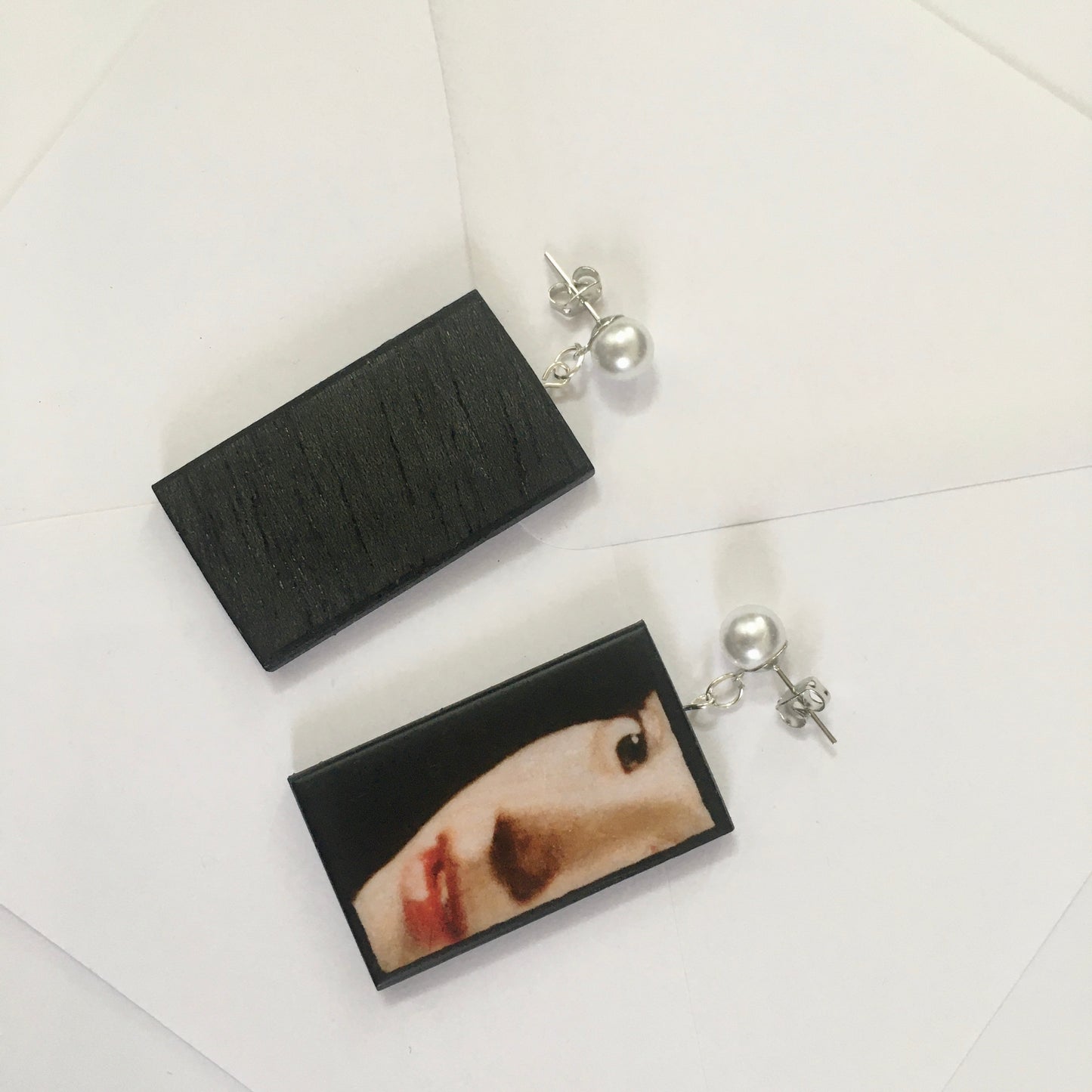 Museum-Inspired Sustainable Earrings Girl with a Pearl Earring Art Earrings | Vermeer inspired. Sustainable wood. Obljewellery