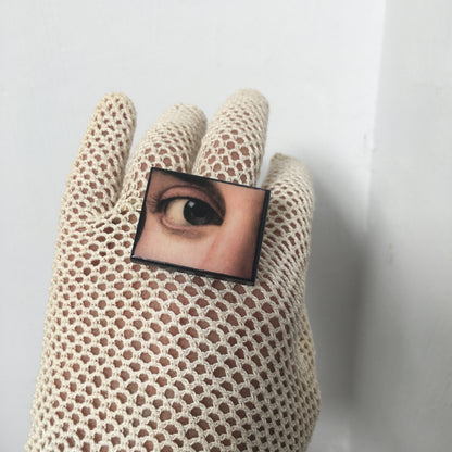 Museum-Inspired Sustainable Rings Eye art ring handmade from sustainable wood Obljewellery