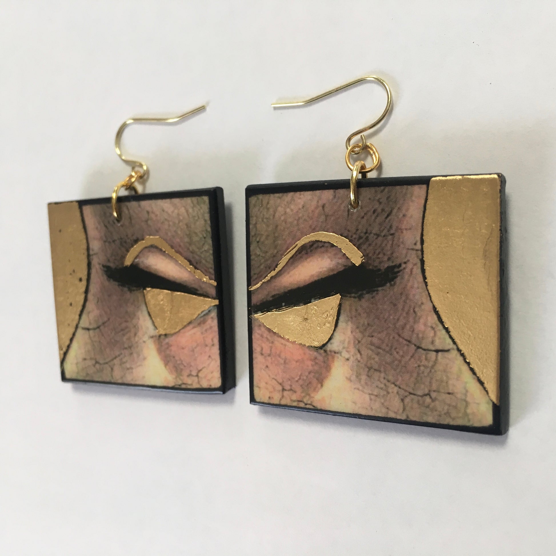 Museum-Inspired Sustainable Earrings Christmas gold leaf earrings Obljewellery