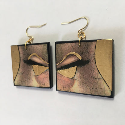 Museum-Inspired Sustainable Earrings Christmas gold leaf earrings Obljewellery