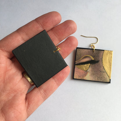 Museum-Inspired Sustainable Earrings Christmas gold leaf earrings Obljewellery