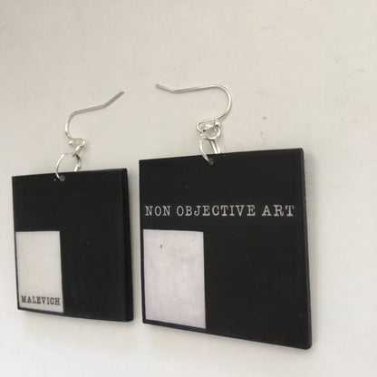 Museum-Inspired Sustainable Earrings Non Objective Art, Kazimir Malevich art earrings Obljewellery