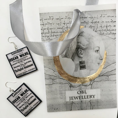 Museum-Inspired Sustainable Earrings Oscar Wilde at Harper’s Theatre art earrings Obljewellery