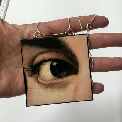 Museum-Inspired Sustainable Necklace Renaissance eye art detail necklace Obljewellery