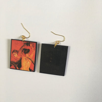 Museum-Inspired Sustainable Earrings Pompeii red fresco earrings Obljewellery