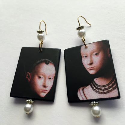 Museum-Inspired Sustainable Earrings Petrus Christus art details earrings Obljewellery