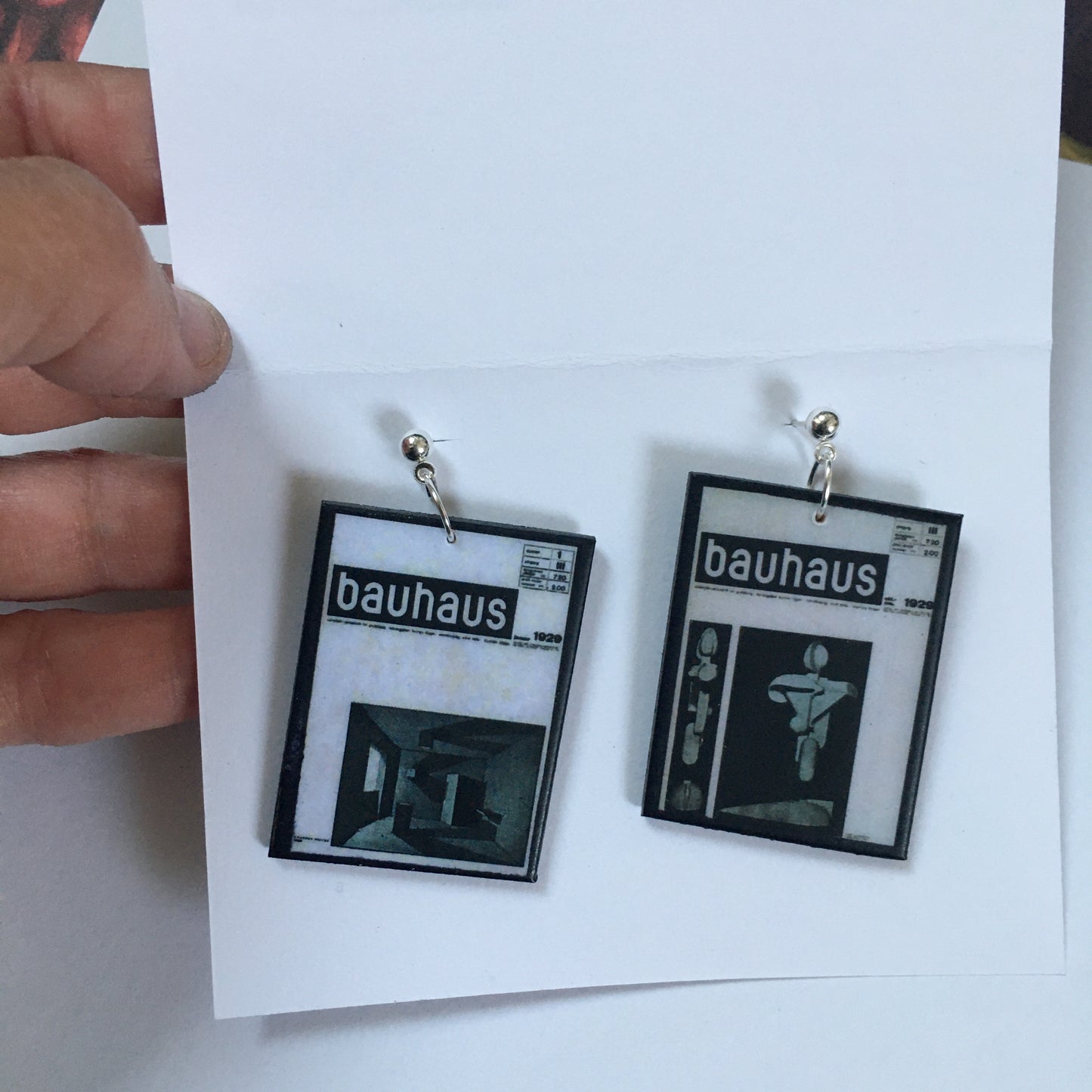 Museum-Inspired Sustainable Earrings Bauhaus Journal by Joost Schmidt earrings Obljewellery